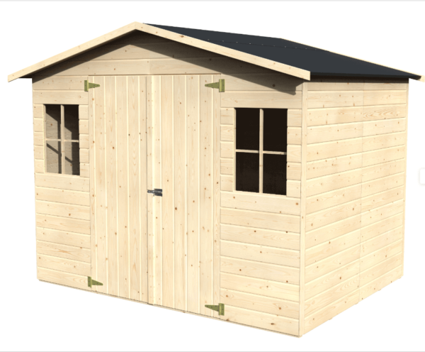 Abri de jardin en bois Kluane, rangement extérieur avec double porte et toiture en pente - Tikamart