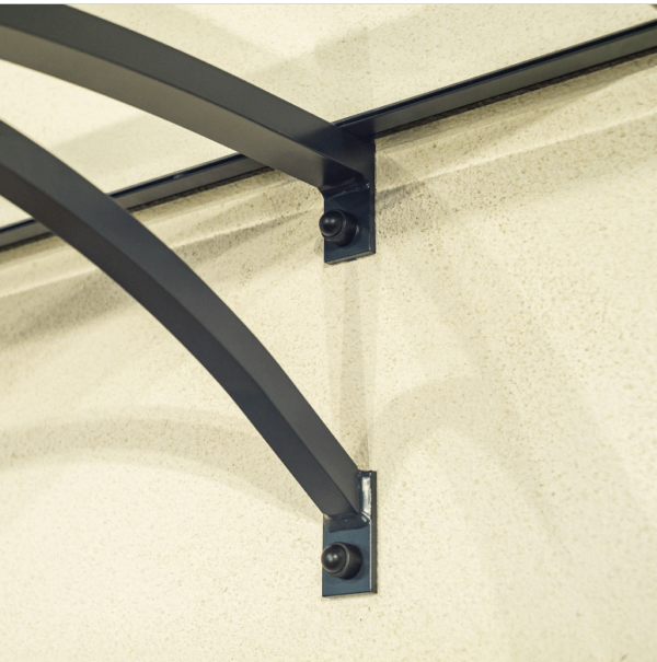 Fixation de auvent de porte en aluminium anthracite Olor - Tikamart