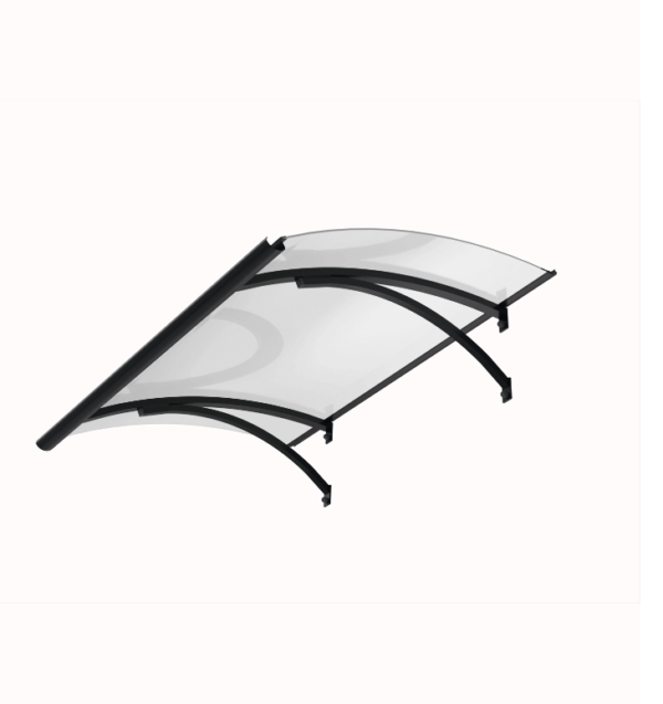 Auvent de porte en aluminium anthracite Olor 120x28x85 cm avec supports et gouttière - Tikamart