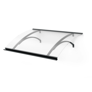 Auvent de porte en aluminium anthracite Olor 120x28x85 cm avec supports et gouttière - Tikamart