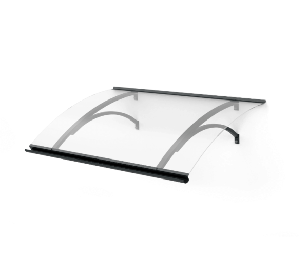 Auvent de porte en aluminium anthracite Olor 120x28x85 cm avec supports et gouttière - Tikamart
