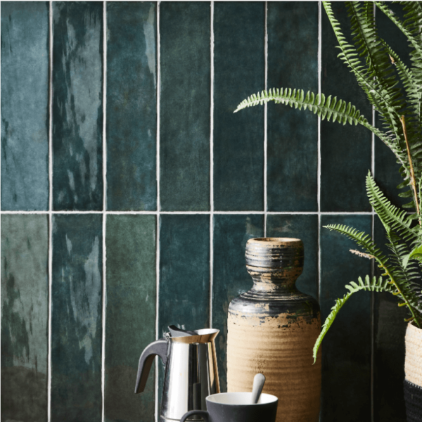 Carrelage mural vert foncé brillant Bakerstreet 4 - Tikamart