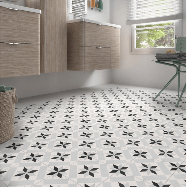 Carrelage sol mur intérieur effet ciment noir Patrimony étoile 1 - Tikamart