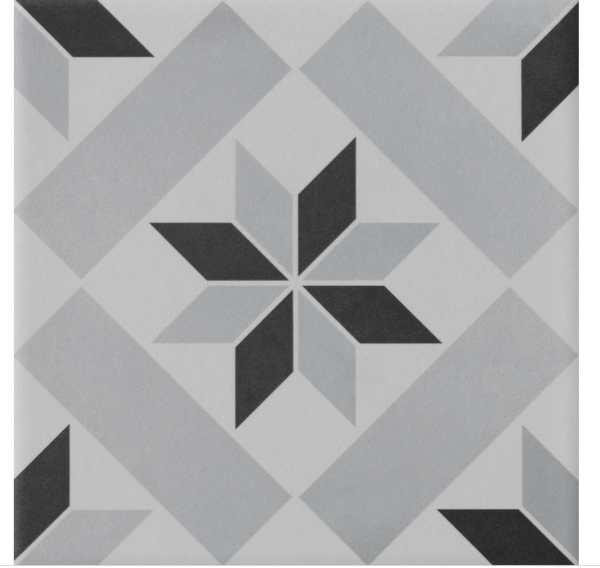 Carrelage sol/mur effet ciment noir Patrimony étoile 20 x 20 cm